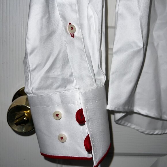 VITTORIO MARCHESI Luxurious Double High Collar Shirt w/Red Loops Size 41/16 NEW! - Picture 7 of 16